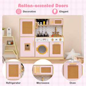 Kids Wooden Kitchen Playset with Realistic Lights and Sounds