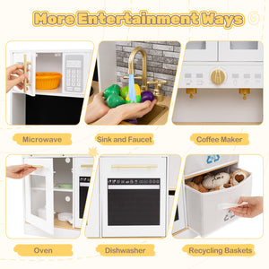 Kids Wooden Kitchen Playset with Stoves Sound Light for 3+ Years Old