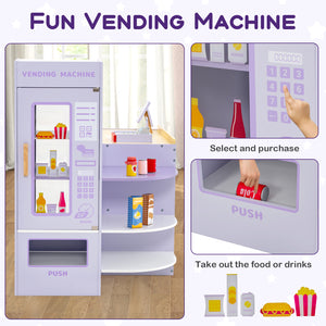 Kids Wooden Supermarket Play Toy Set with Checkout Counter