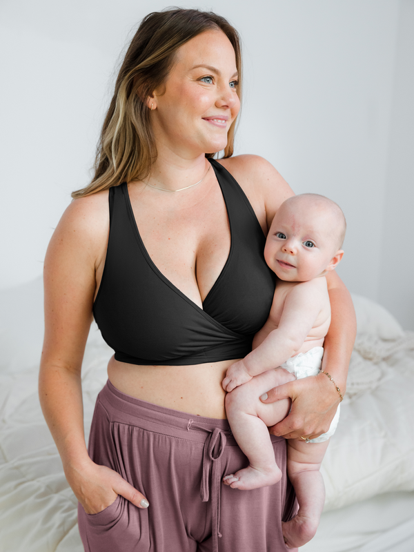 French Terry Racerback Nursing & Sleep Bra | Black - MOOGCO Baby
