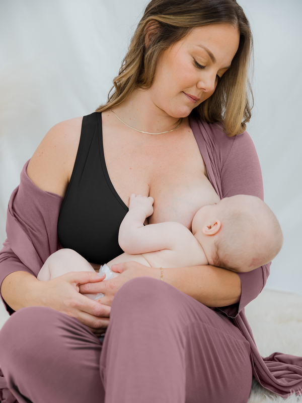 French Terry Racerback Nursing & Sleep Bra | Black - MOOGCO Baby