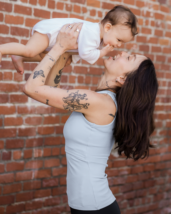 Ribbed Bamboo Racerback Nursing Tank | French Blue