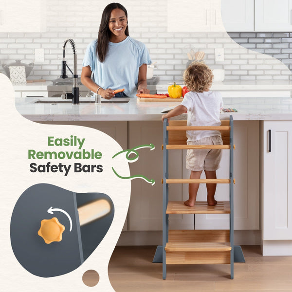 Montessori Toddler Tower Adjustable Kitchen Stool Helper