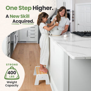 1-Step Wooden Stool for Kids, perfect for potty training and reaching high places, shown at angle 11.