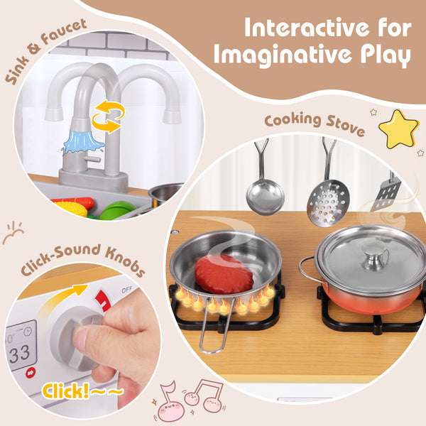 Toddler Pretend Play Kitchen Toy with Stove for 3+ Boys and Girls