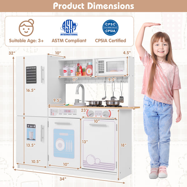 Toddler Pretend Play Kitchen Toy with Stove for 3+ Boys and Girls