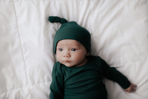 Forest Green Knotted Newborn Baby Gown