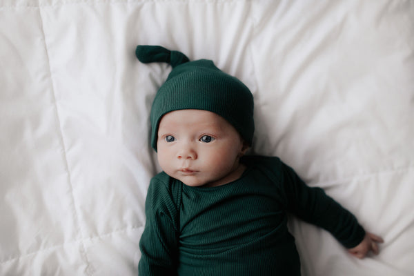 Forest Green Knotted Newborn Baby Gown