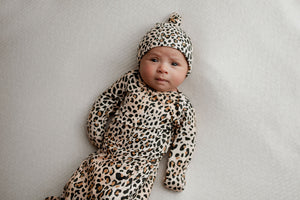 Leopard Knotted Newborn Baby Gown