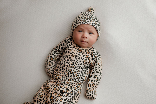 Leopard Knotted Newborn Baby Gown