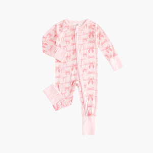 Pink Bows (Convertible Zip Footies)