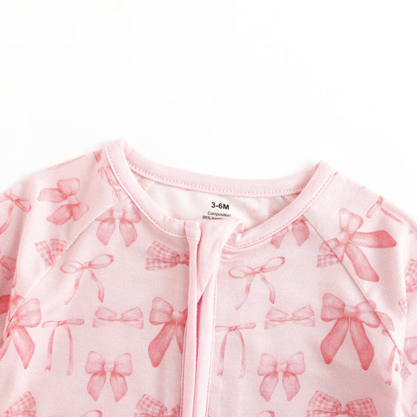 Pink Bows (Convertible Zip Footies)