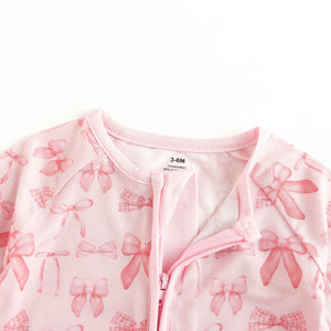 Pink Bows (Convertible Zip Footies)