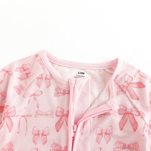 Pink Bows (Convertible Zip Footies)