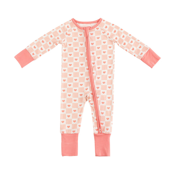Checkerboard Hearts (Convertible Zip Footies)