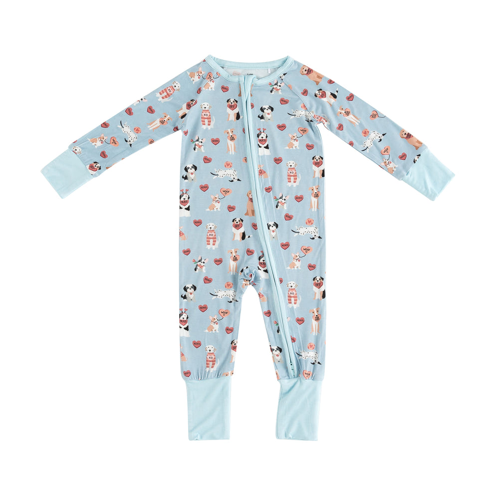Pups & Kisses (Convertible Zip Footies) - Blue