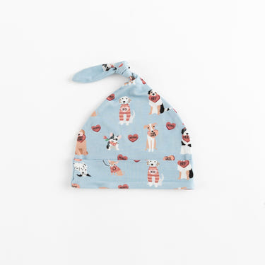 Pups & Kisses (Knotted Hat) - Blue