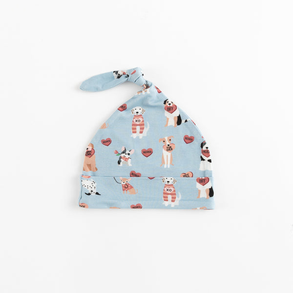 Pups & Kisses (Knotted Hat) - Blue