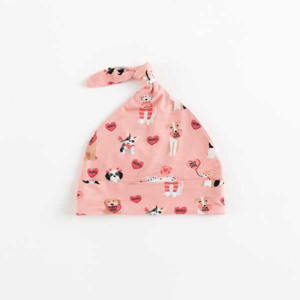 Pups & Kisses (Knotted Hat) - Pink