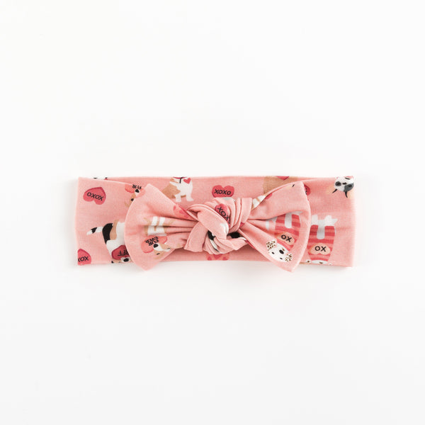 Pups & Kisses (Bow Headband) - Pink