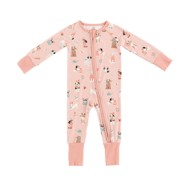 Puppy Egg Hunt (Convertible Zip Footies) - Pink