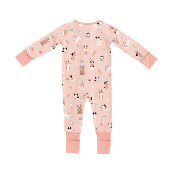 Puppy Egg Hunt (Convertible Zip Footies) - Pink