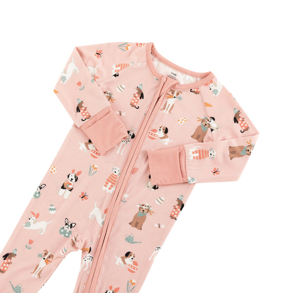 Puppy Egg Hunt (Convertible Zip Footies) - Pink