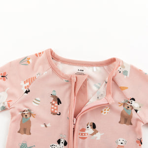 Puppy Egg Hunt (Convertible Zip Footies) - Pink