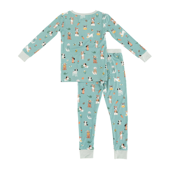 Puppy Egg Hunt (Long Sleeve PJ) - Aquamarine