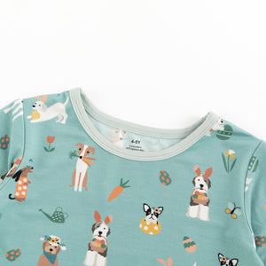 Puppy Egg Hunt (Short Sleeve PJ) - Aquamarine