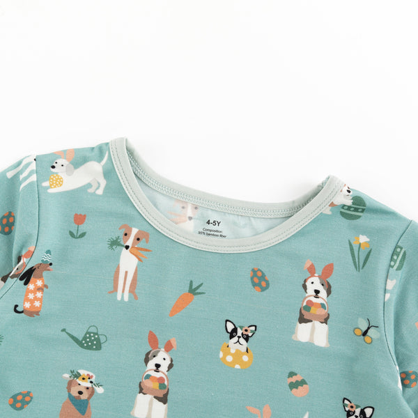 Puppy Egg Hunt (Short Sleeve PJ) - Aquamarine