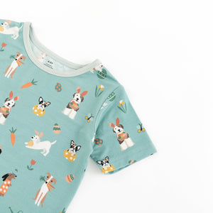 Puppy Egg Hunt (Short Sleeve PJ) - Aquamarine