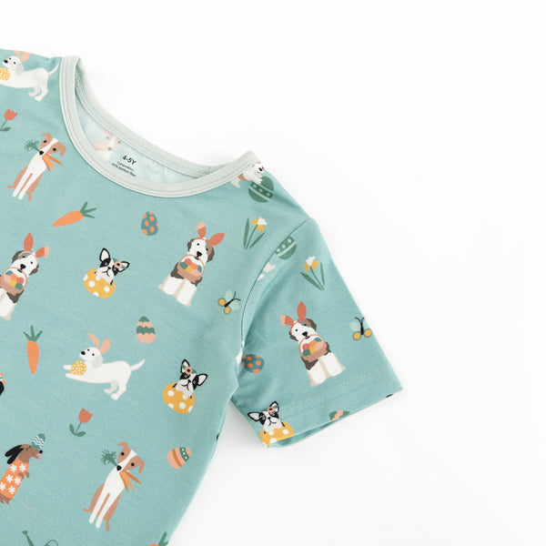 Puppy Egg Hunt (Short Sleeve PJ) - Aquamarine