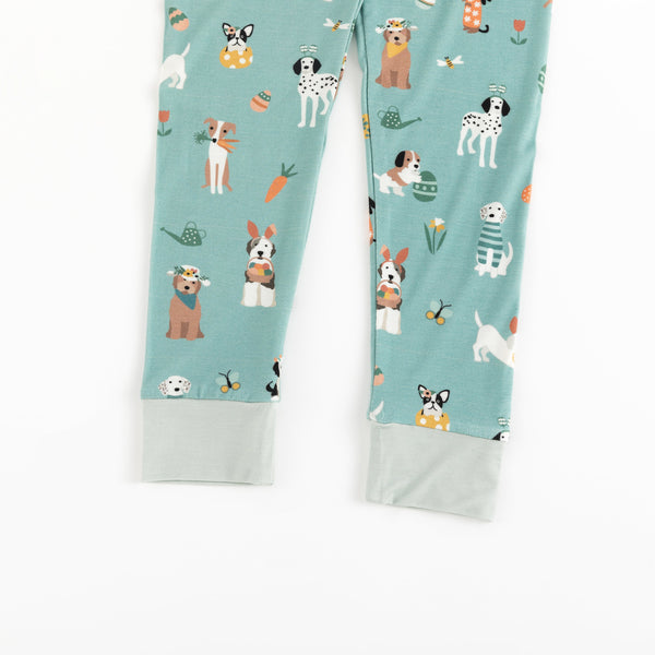 Puppy Egg Hunt (Short Sleeve PJ) - Aquamarine