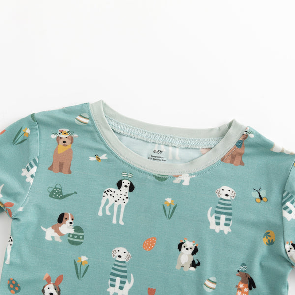 Puppy Egg Hunt (Long Sleeve PJ) - Aquamarine