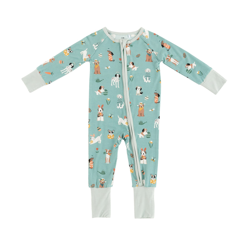Puppy Egg Hunt (Convertible Zip Footies) - Aquamarine