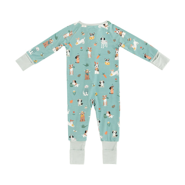 Puppy Egg Hunt (Convertible Zip Footies) - Aquamarine