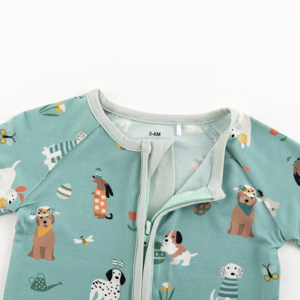 Puppy Egg Hunt (Convertible Zip Footies) - Aquamarine