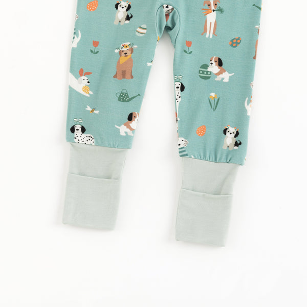 Puppy Egg Hunt (Convertible Zip Footies) - Aquamarine