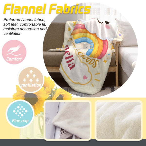 Personalized Kawaii Rainbow Cloud Blanket | Custom Name Gift