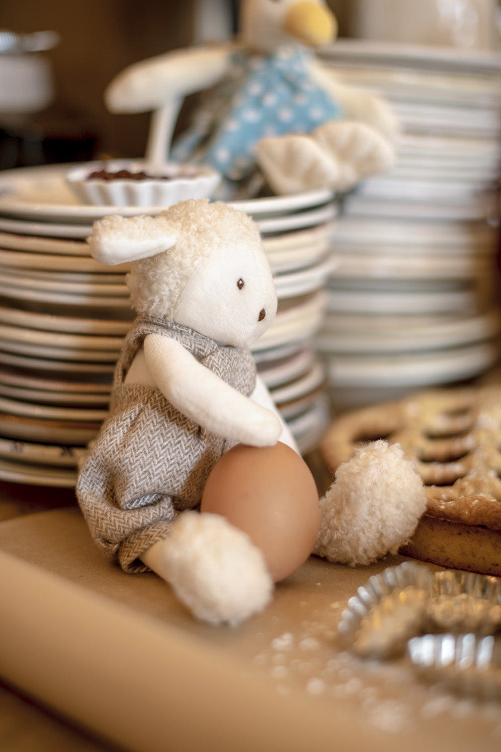 Small Albert The Sheep stuffed toy by Moulin Roty, perfect for cuddles and playtime for babies and toddlers.