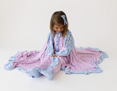Lillian Bamboo Ruffle Toddler Blanket - MOOGCO Baby