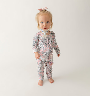 Allie Floral Bamboo Ruffle Convertible Footie (2T-4T)