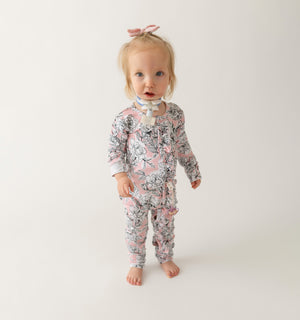 Allie Floral Bamboo Ruffle Convertible Footie (2T-4T)