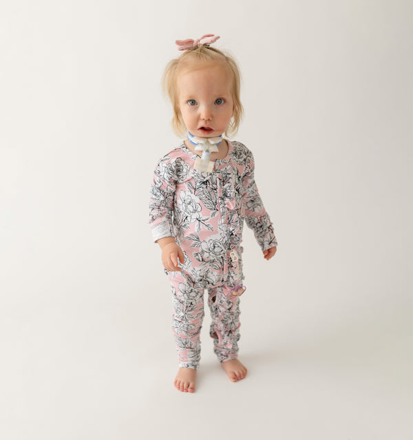 Allie Floral Bamboo Ruffle Convertible Footie (2T-4T)