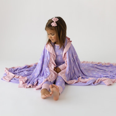 Lillian Ballerinas Bamboo Ruffle Toddler Blanket - MOOGCO Baby