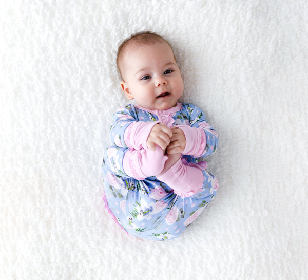 Lillian Floral Bamboo Ruffle Convertible Footie (2T-4T)