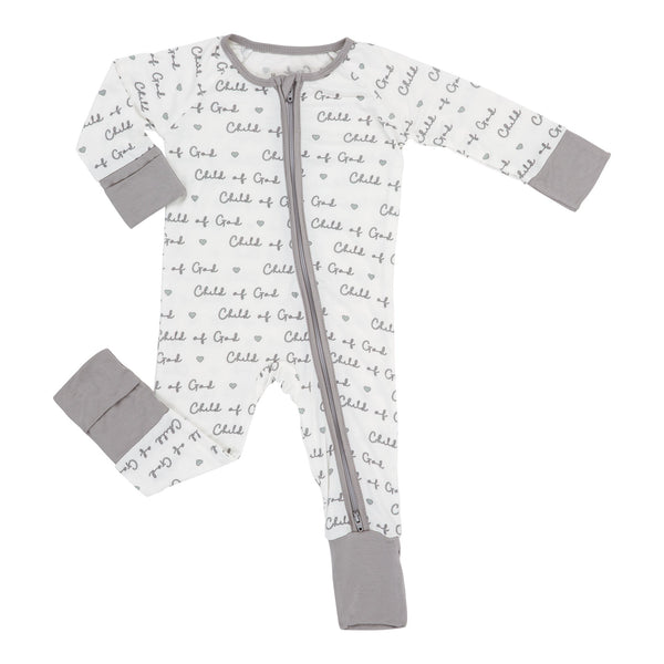 Child Of God Baby Bamboo Pajamas, 2-Way Zipper Baby Romper