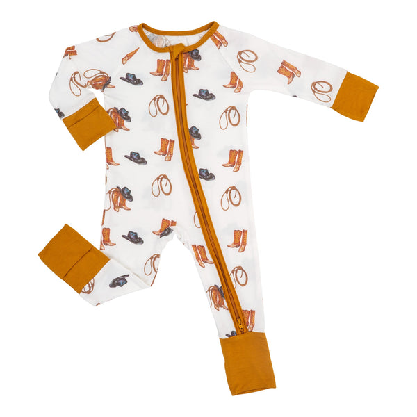 Life Is Better In Boots  Baby Bamboo Pajamas, 2-Way Zipper Romper