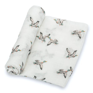 Mallard Duck Magic: 47" x 47" 100% Muslin Cotton Baby Swaddle Blankets